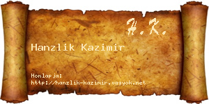 Hanzlik Kazimir névjegykártya